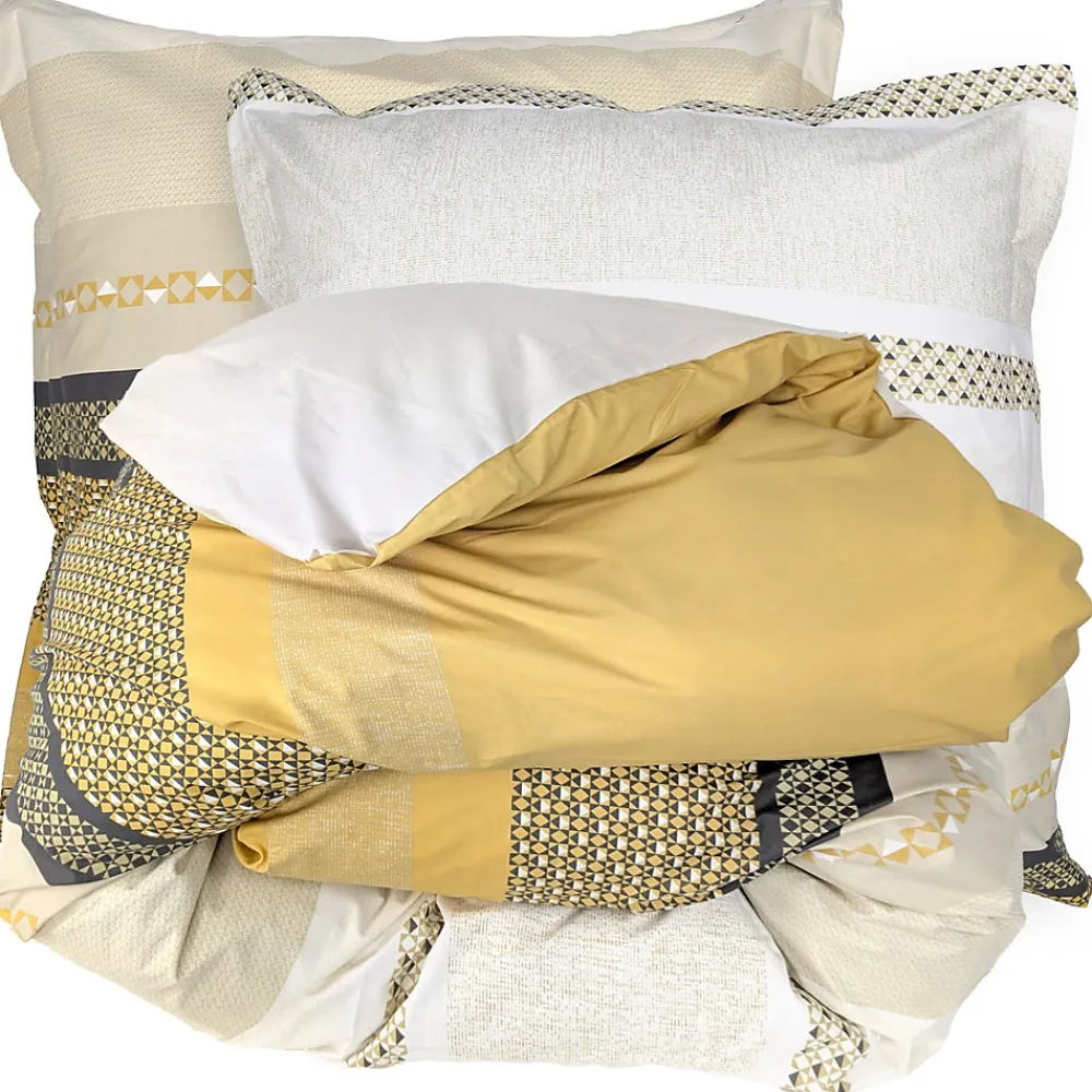Parure de lit 280x240 cm 65x65 cm percale coton MARLOW Miel 3 pièces>Linnea