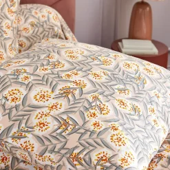 Linnea Parure de lit 200x200 cm 65x65 flanelle LILY gris orange 3 pièces* Parure De Lit