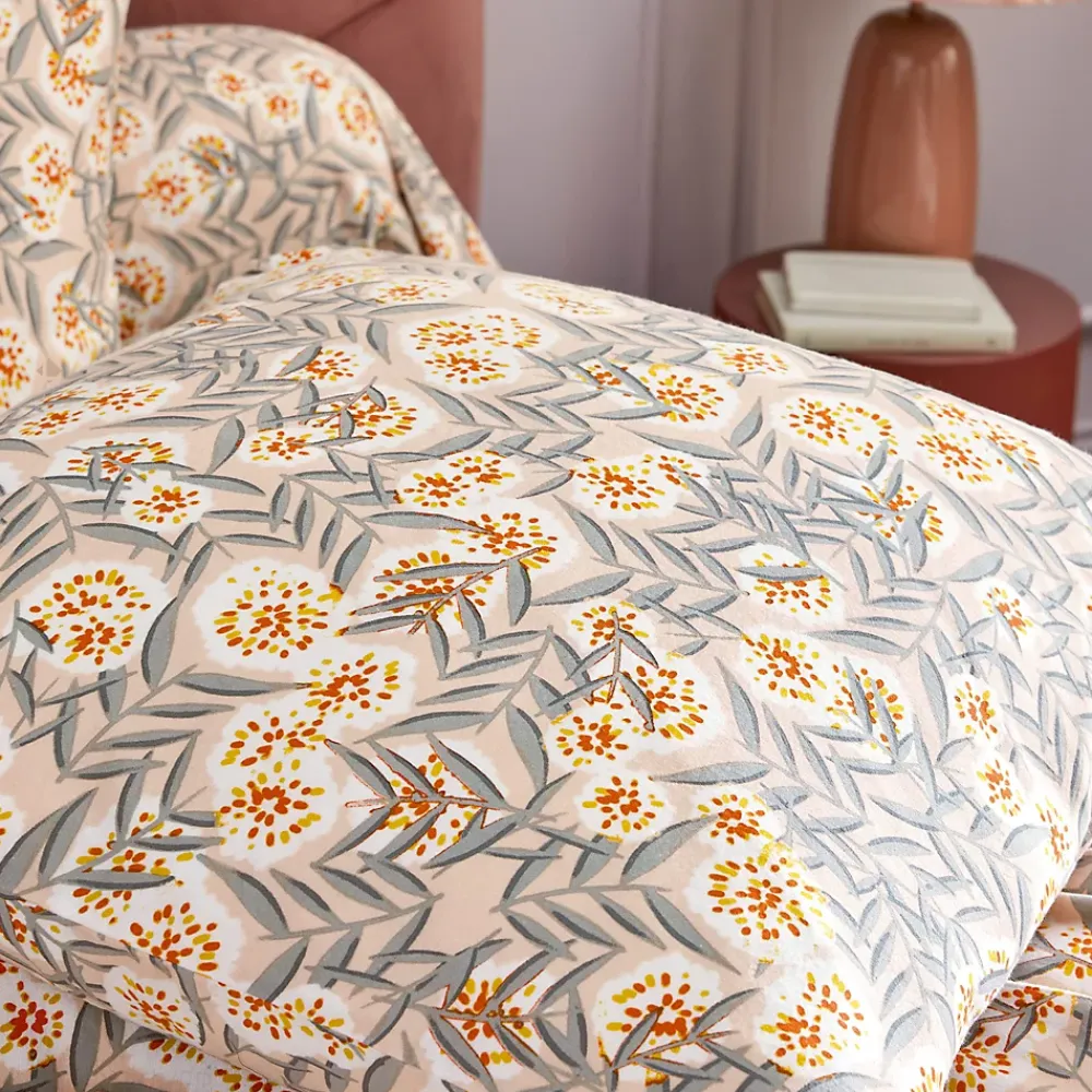 Linnea Parure de lit 200x200 cm 65x65 flanelle LILY gris orange 3 pièces* Parure De Lit