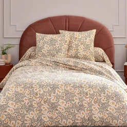 Parure de lit 140x200 cm 65x65 flanelle LILY gris orange 2 pièces>Linnea Clearance