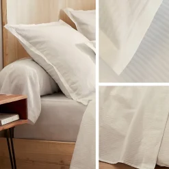 Parure de lit 240x220 satin de coton GRAND HÔTEL 3 pièces marron Sable><noscript><img width=