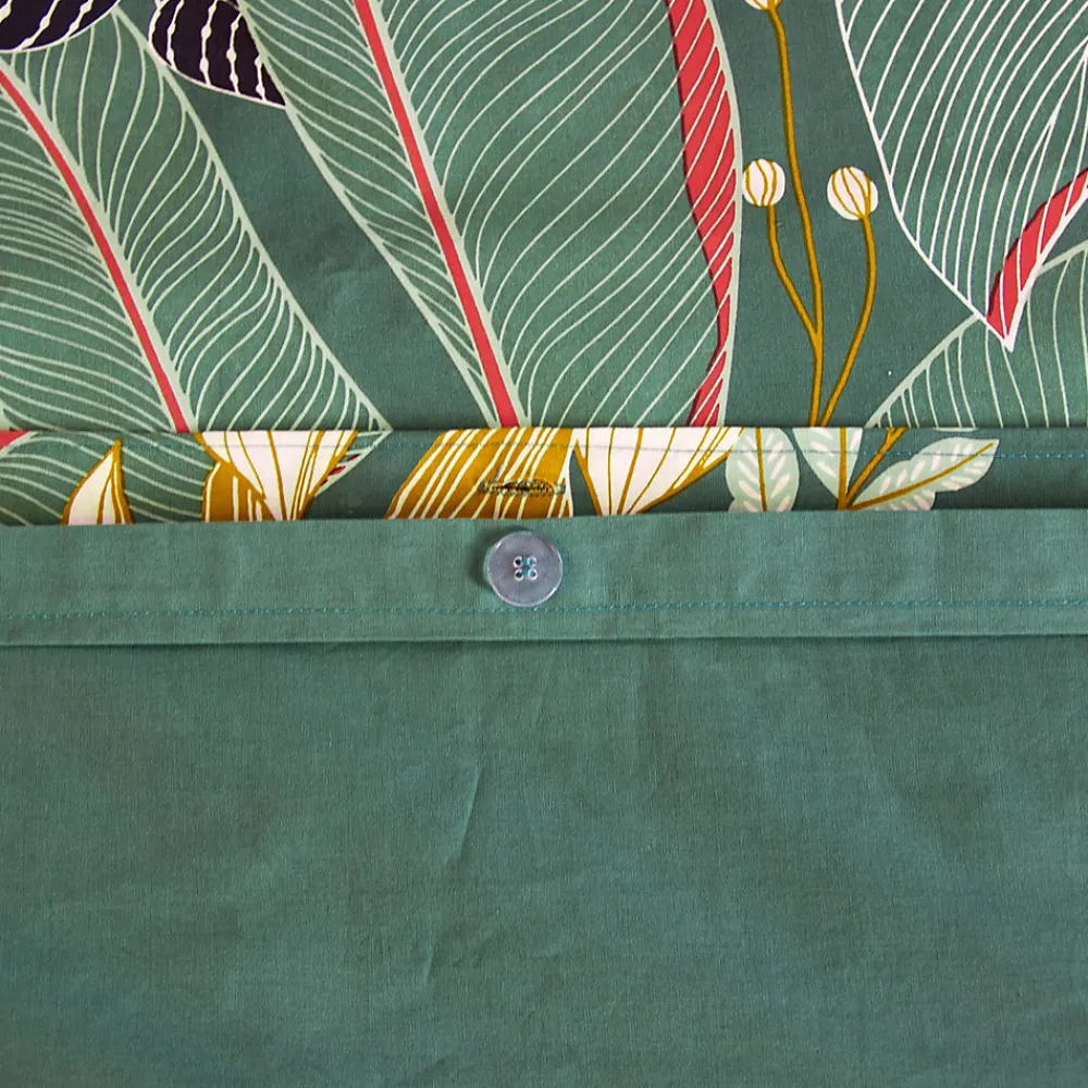 Parure de lit 240x220cm en coton GIGAJUNG vert motif tropical 3 pièces>Linnea Clearance