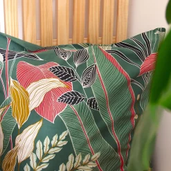 Parure de lit 240x220cm en coton GIGAJUNG vert motif tropical 3 pièces><noscript><img width=