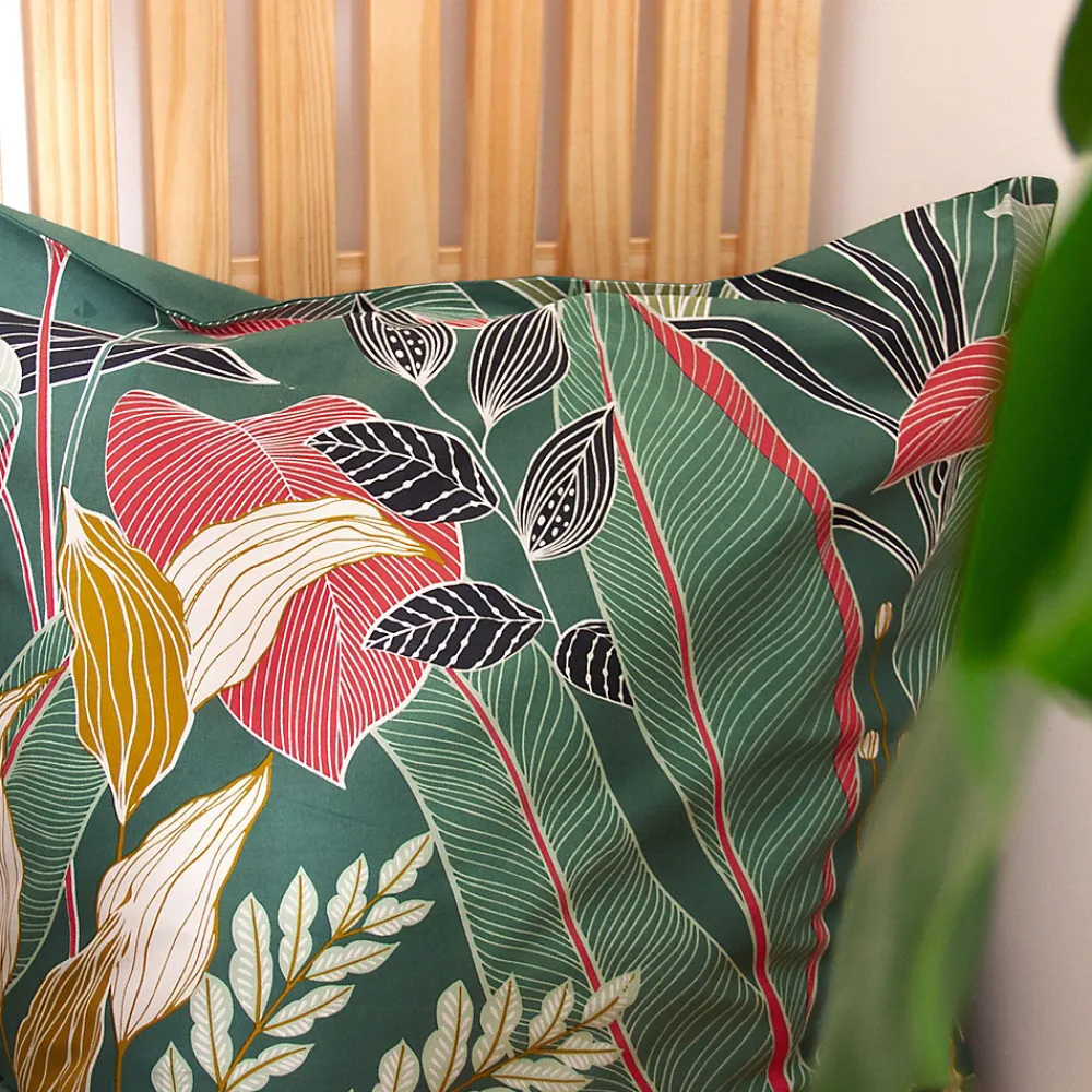 Parure de lit 240x220cm en coton GIGAJUNG vert motif tropical 3 pièces>Linnea Clearance
