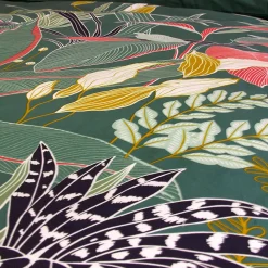 Parure de lit 240x220cm en coton GIGAJUNG vert motif tropical 3 pièces><noscript><img width=
