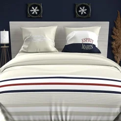 Parure housse de couette 240x220 cm en coton 57 Fils MARIN sable, par>Soleil D'Ocre Best