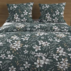 Soleil D'Ocre Parure housse de couette en coton 57 fils 240x220 cm MANON vert, par* Parure De Lit