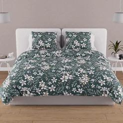 Soleil D'Ocre Parure housse de couette en coton 57 fils 240x220 cm MANON vert, par* Parure De Lit