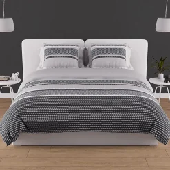 Parure housse de couette en coton 57 fils 240x220 cm THALES gris, par>Soleil D'Ocre Outlet