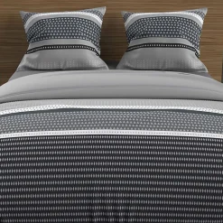 Parure housse de couette en coton 57 fils 240x220 cm THALES gris, par>Soleil D'Ocre Outlet