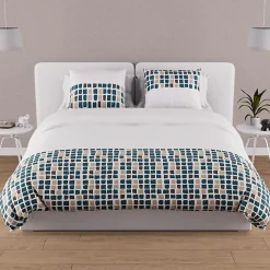Parure housse de couette en coton 57 fils 240x220 cm FABIO bleu, par>Soleil D'Ocre Hot