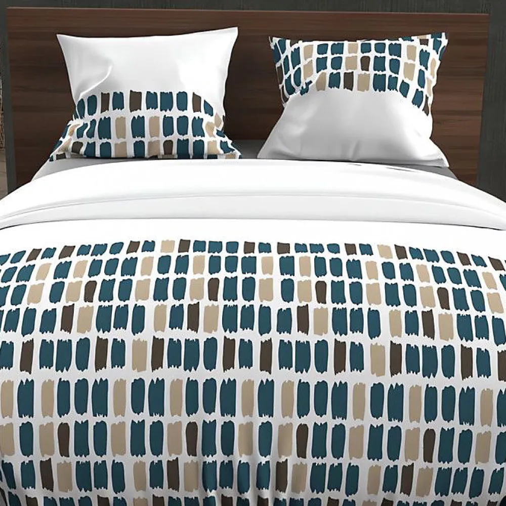 Parure housse de couette en coton 57 fils 240x220 cm FABIO bleu, par>Soleil D'Ocre Hot