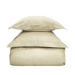 Parure housse de couette 200x200 cm avec 2 taies 50x70 cm en coton Ficelle STUDIO>Sensei Maison Discount