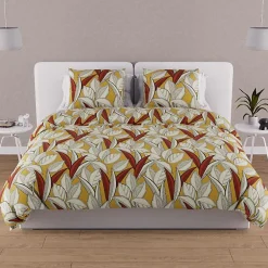 Parure housse de couette en coton 57 fils 260x240 cm TOGO moutarde, par>Soleil D'Ocre Hot
