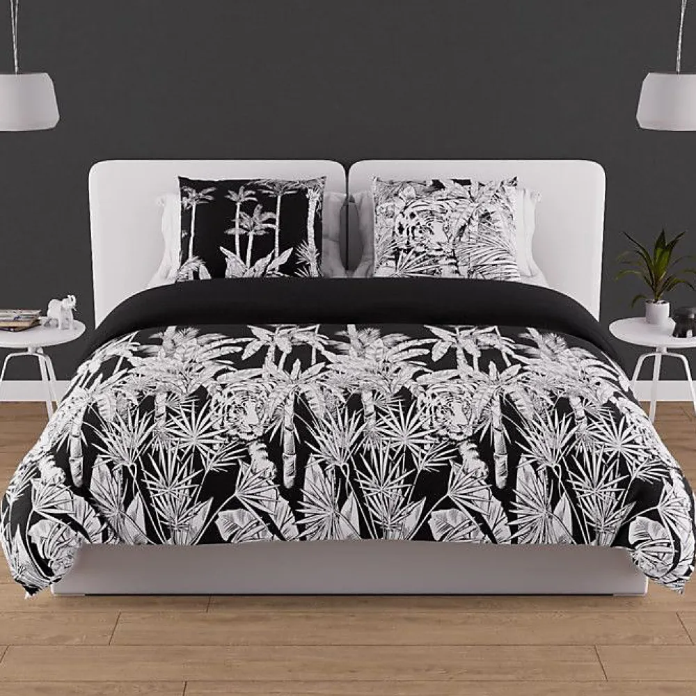 Soleil D'Ocre Parure housse de couette en coton 57 fils 260x240 cm TIGRE noir, par* Parure De Lit
