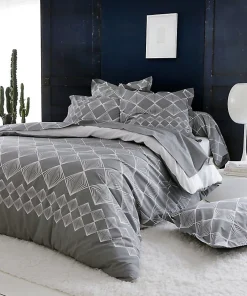 Tradilinge Parure Housse de Couette FOREVER GRIS (260x240 cm - Gris clair)* Housse De Couette