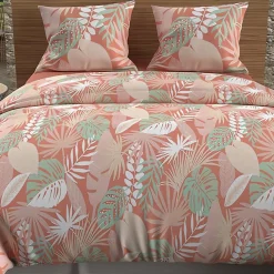 Soleil D'Ocre Parure housse de couette en coton 57 fils 260x240 cm TANZANIE corail, par* Parure De Lit
