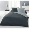 Parure housse de couette 2 personnes - 220x240 cm - 100% Coton - Bicolore Gris clair et foncé>Lovely Home Discount