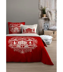 Parure housse de couette valloire rouge 240 x 220 cm - 100 % coton - 220x240cm - Rouge>Douceur D'Intérieur Best