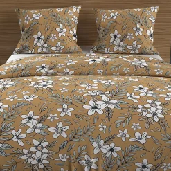 Soleil D'Ocre Parure housse de couette en coton 57 fils 260x240 cm MANON camel, par* Parure De Lit