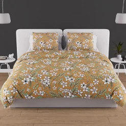 Soleil D'Ocre Parure housse de couette en coton 57 fils 260x240 cm MANON camel, par* Parure De Lit