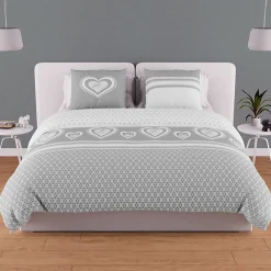 Soleil D'Ocre Parure housse de couette en coton 57 fils 240x220 cm PASSION gris, par* Parure De Lit