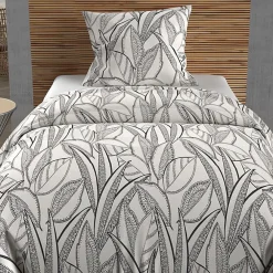 Soleil D'Ocre Parure housse de couette coton 57 fils 140x200 cm TOGO blanc, par* Parure De Lit