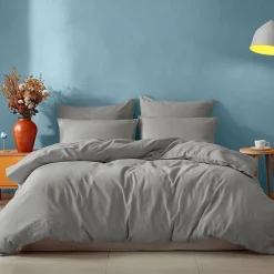 Sensei Maison Parure housse de couette 240x220 cm avec 2 taies 50x70 cm en coton Gris Perle STUDIO* Parure De Lit
