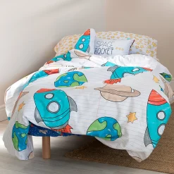 Parure housse de couette 2 pièces Space rocket 100% Coton>Happyfriday Clearance