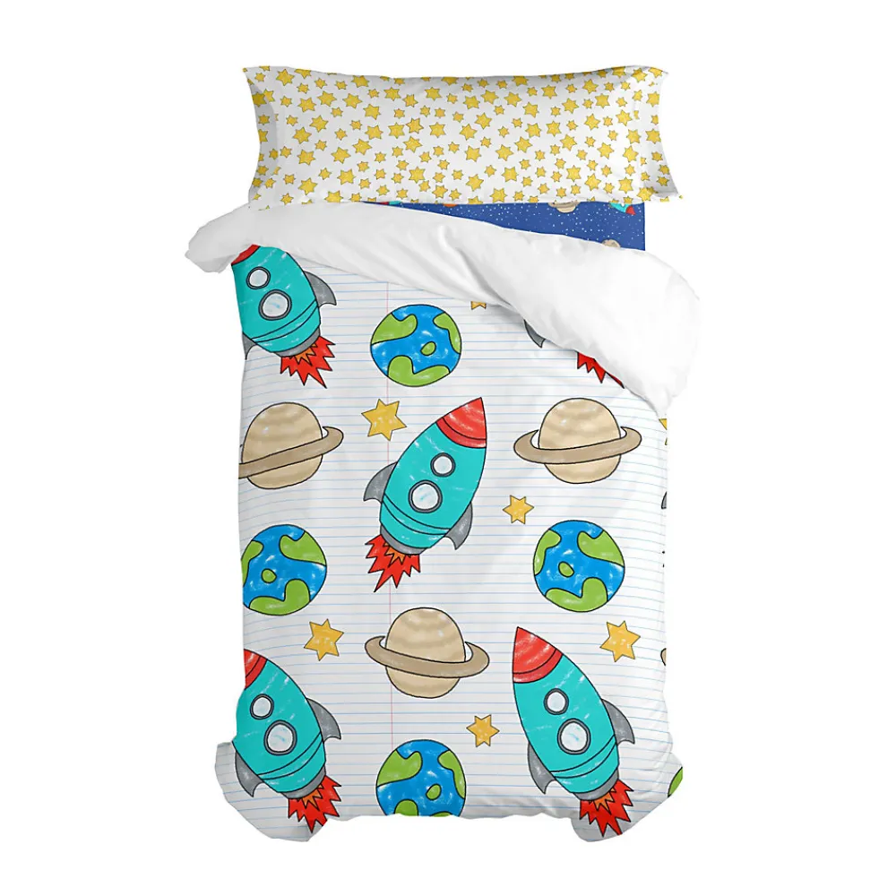 Parure housse de couette 2 pièces Space rocket 100% Coton>Happyfriday Clearance