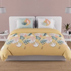 Soleil D'Ocre Parure housse de couette en coton 57 fils 240x220 cm MATHIS jaune, par* Parure De Lit