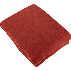 Parure 140x200 cm double gaze de coton GAZGAZ rouge ocre 2 pièces>Linnea Discount