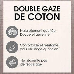 Parure 140x200 cm double gaze de coton GAZGAZ rouge ocre 2 pièces><noscript><img width=