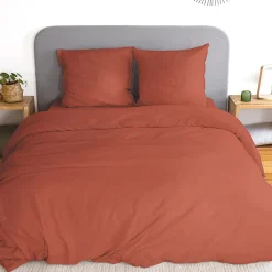Linnea Parure 260x240 cm MILA polyester micro lavée rouge terracotta 3 pièces* Parure De Lit