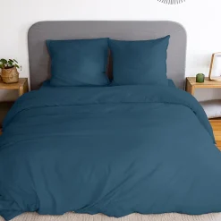 Linnea Parure 260x240 cm MILA polyester micro lavée bleu nuit 3 pièces* Parure De Lit