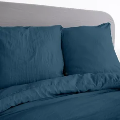 Linnea Parure 260x240 cm MILA polyester micro lavée bleu nuit 3 pièces* Parure De Lit
