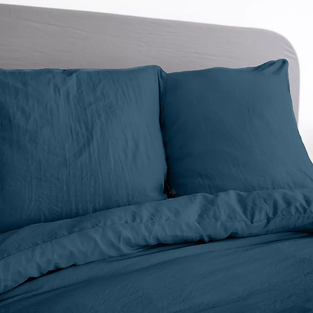 Linnea Parure 260x240 cm MILA polyester micro lavée bleu nuit 3 pièces* Parure De Lit