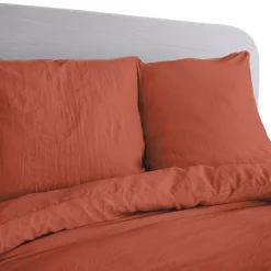 Parure 240x220 cm MILA polyester micro lavée rouge terracotta 3 pièces><noscript><img width=