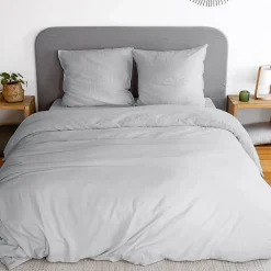 Parure 260x240 cm MILA polyester micro lavée gris perle 3 pièces>Linnea