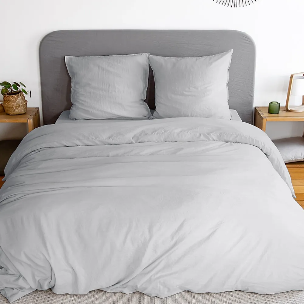 Parure 260x240 cm MILA polyester micro lavée gris perle 3 pièces>Linnea