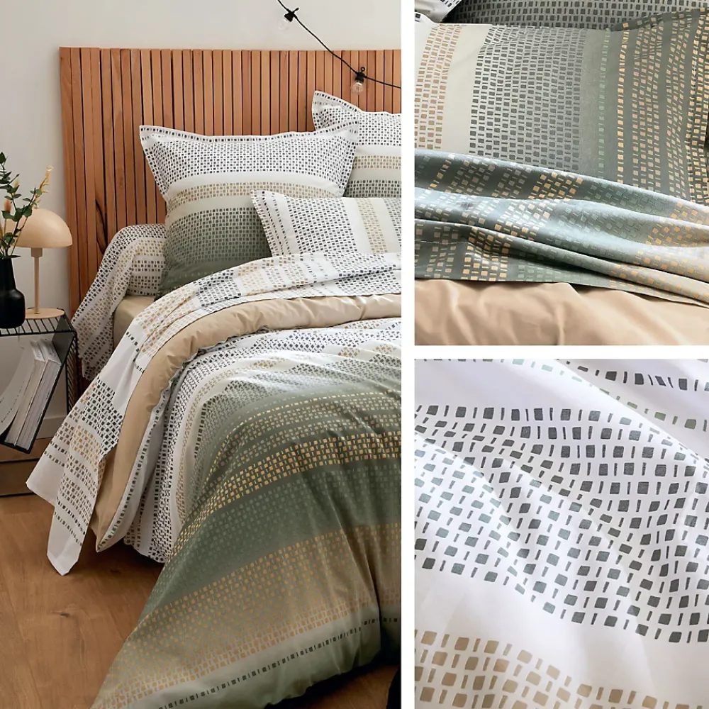 Linnea Parure 280x240 cm 50x70 cm coton NIAGARA vert Kaki 3 pièces* Parure De Lit