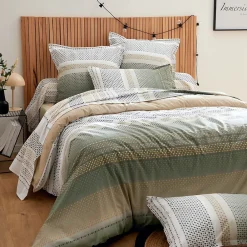 Linnea Parure 300x240 cm 50x70 cm coton NIAGARA vert Kaki 3 pièces* Parure De Lit