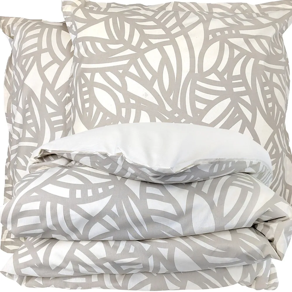 Parure 240x220 cm 65x65 cm coton SERENA Beige écru 3 pièces>Linnea Online