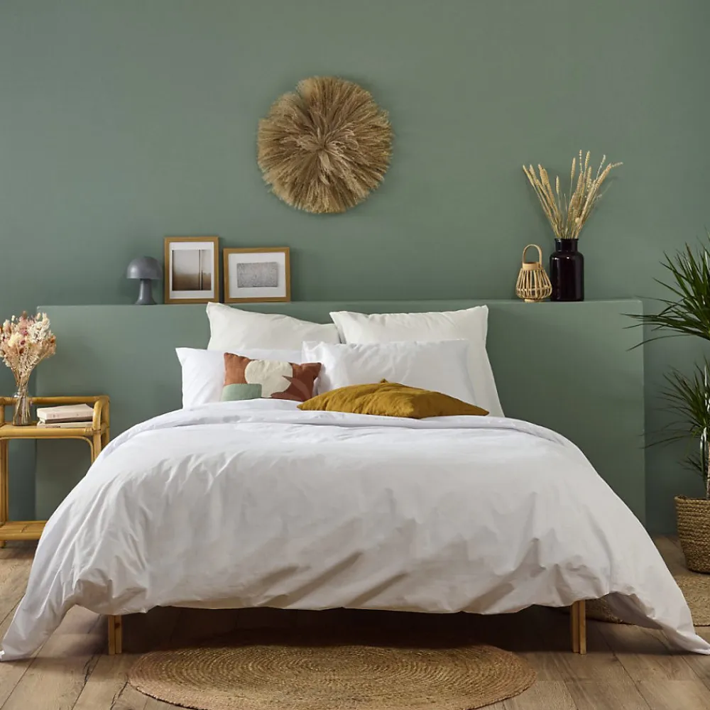 Parure 240x260cm 2 personnes PERCALE - Blanc>Bleu Calin Best