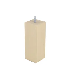 Pied de lit carré en hêtre texture bois H. 15 x L. 5,5 cm>Bar plus Clearance