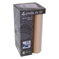 Pied de lit cylindre en hêtre H.25 x ø 6.8 cm, 4 pièces> Clearance