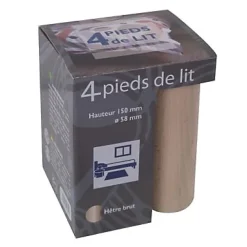 Pied de lit de lits cylindre en hêtre H.15 x ø 5.8 cm, 4 pièces* Pied De Lit