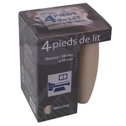 Pied de lit olive en hêtre H.15 x ø 5 cm, 4 pièces> Best