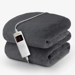 Plaid Chauffant Électrique En Fausse Fourrure De Luxe - Gris><noscript><img width=