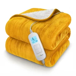 Plaid Chauffant Électrique En Polaire & Sherpa - Moutarde>Cosi Home Best